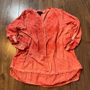 Style & Co. Women's Coral Blouse size large 100% cotton